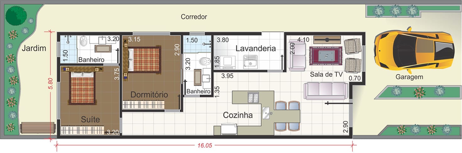 Modern house plan7x25