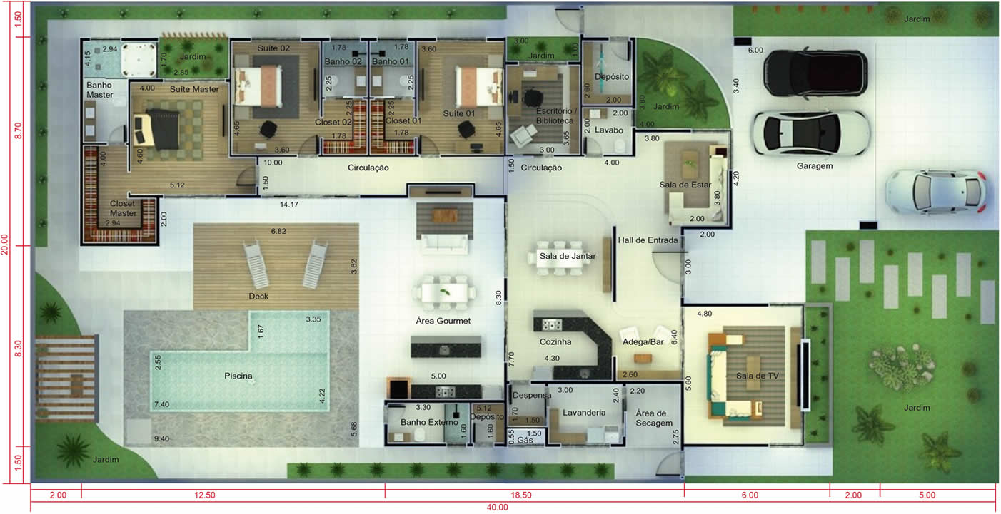 Single storey house for large plot20x40