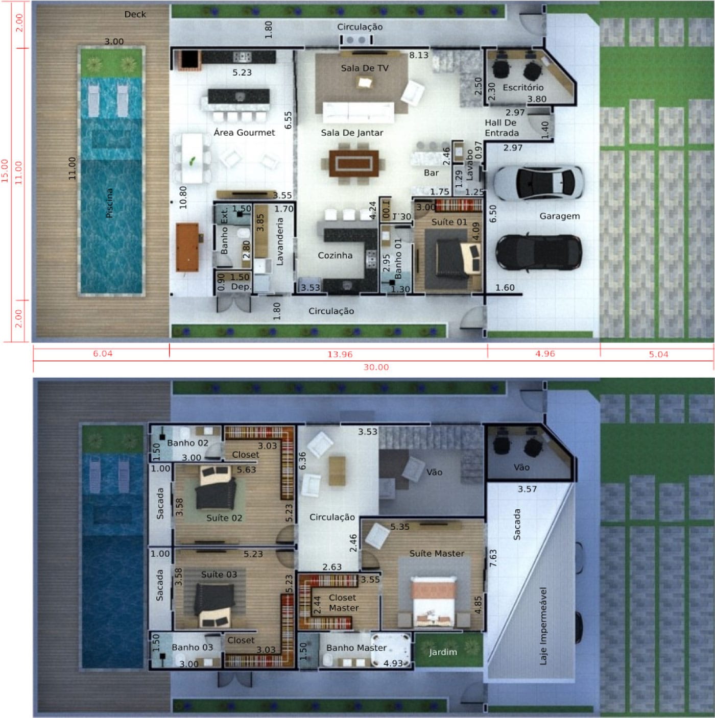 Contemporary townhouse plant15x30