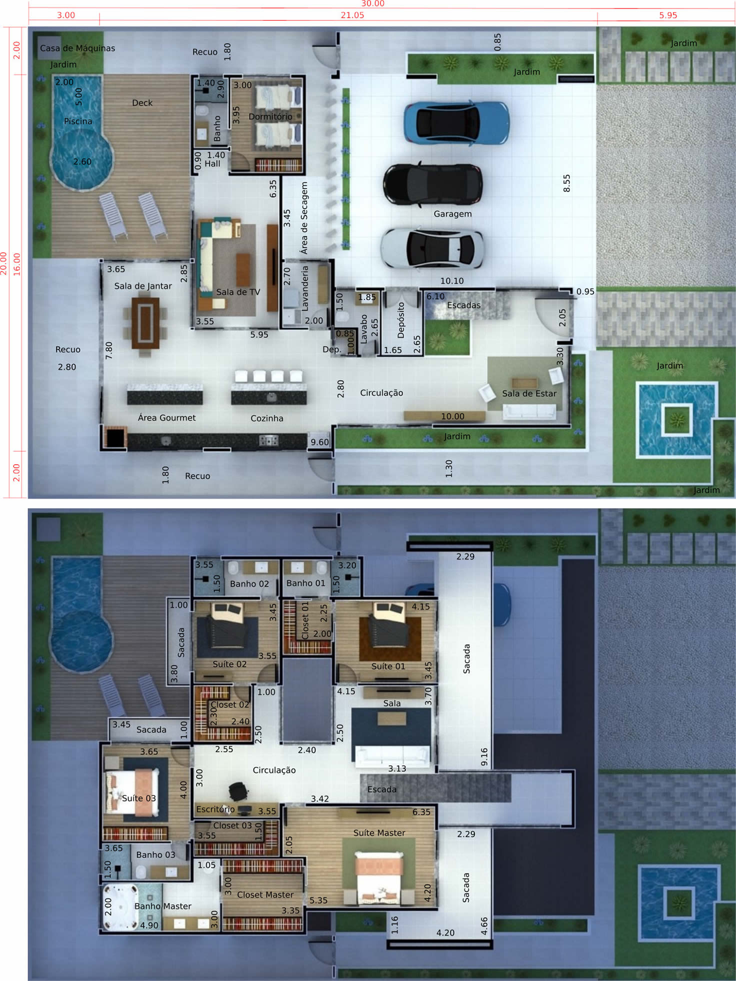 Modern house plan with waterproof slab20x30