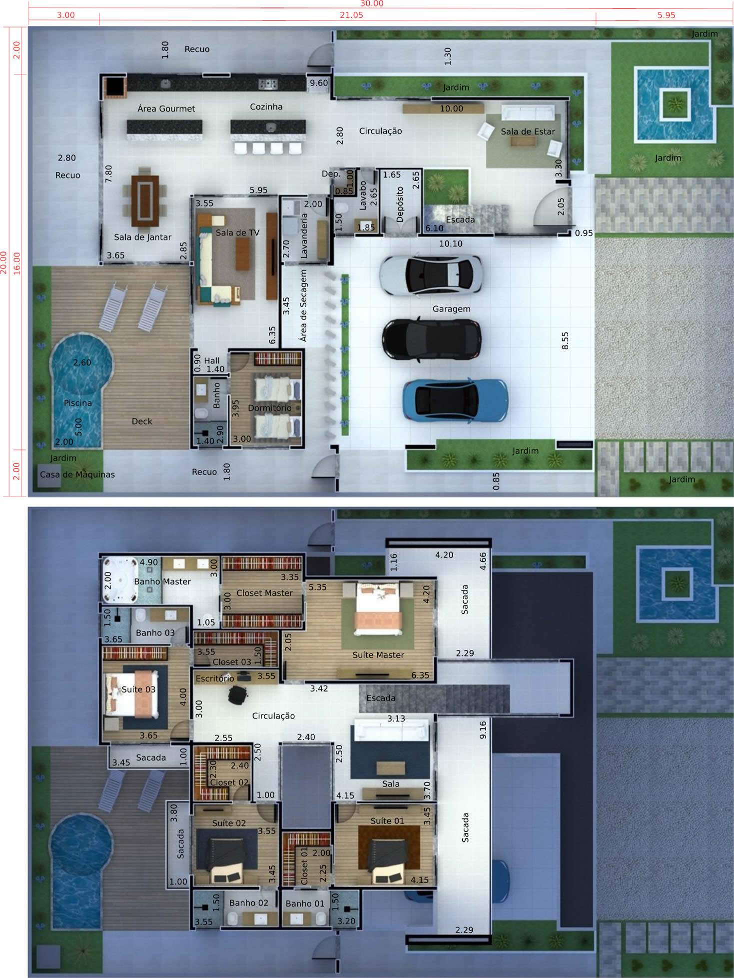 Modern house plan with waterproof slab20x30