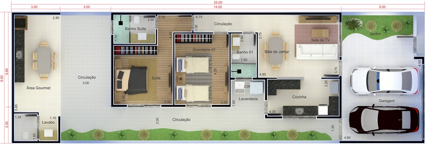 House plan with edicule8x25