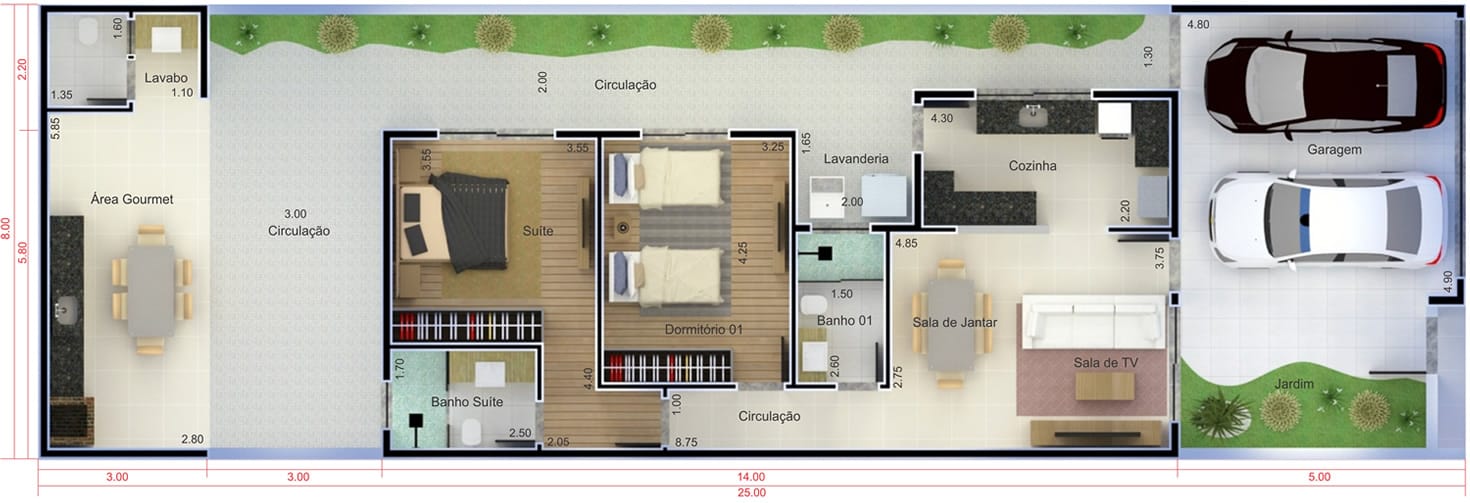 House plan with edicule8x25