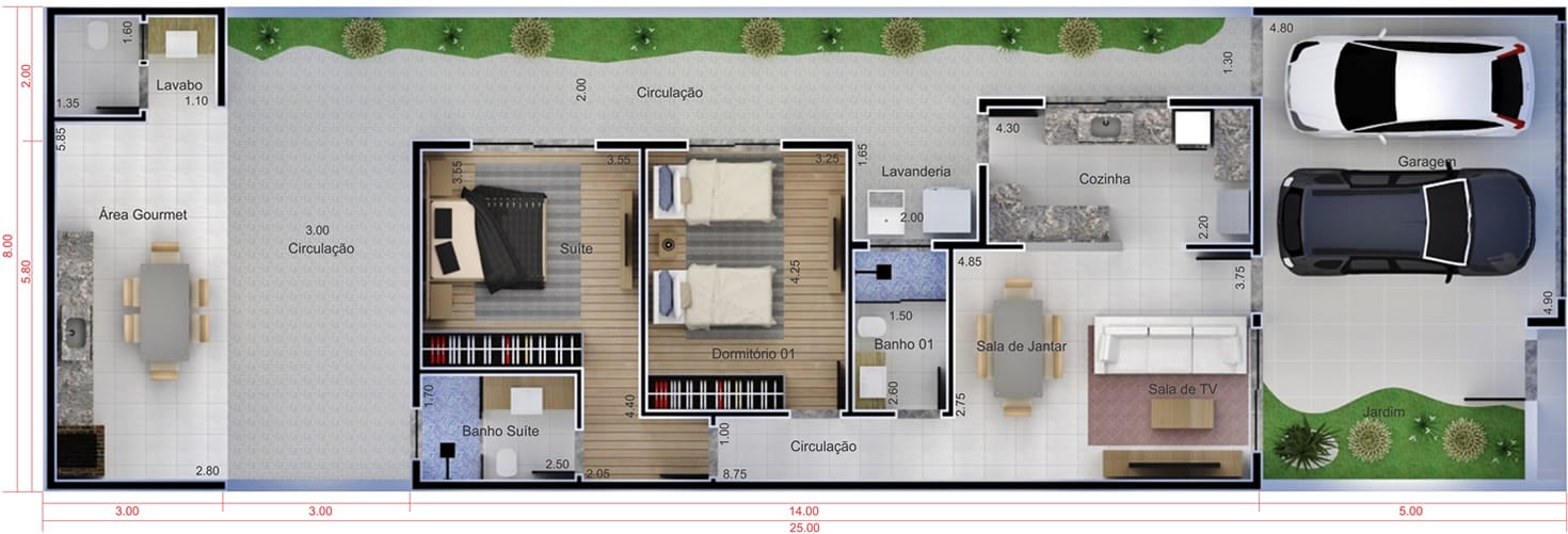 Economical house plan8x25