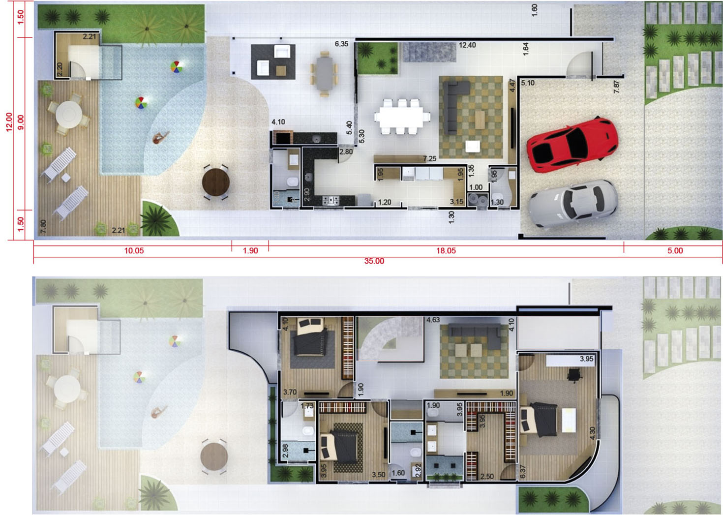 Beach house design12x35