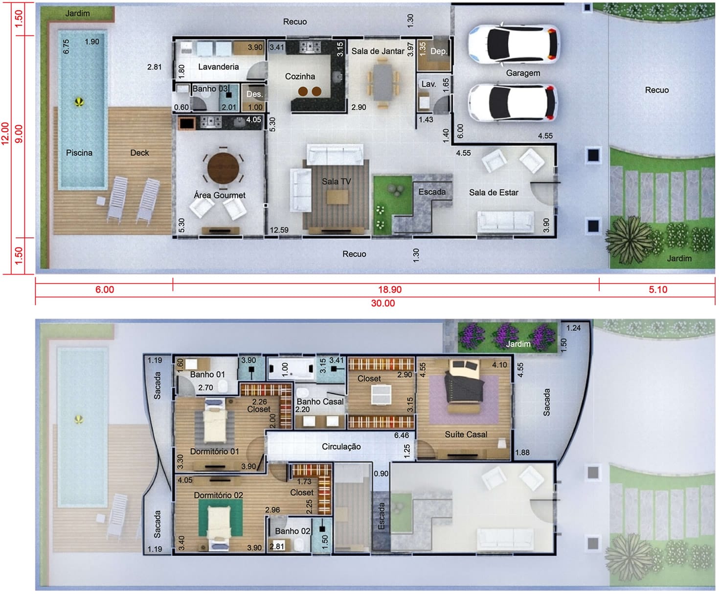 Neoclassical house plan12x30