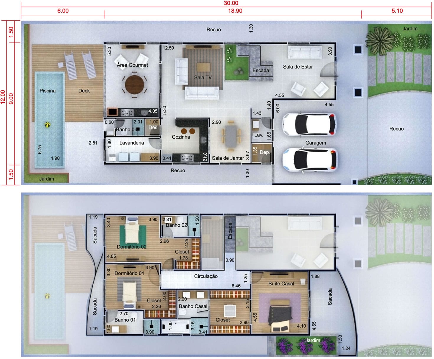 Neoclassical house plan12x30