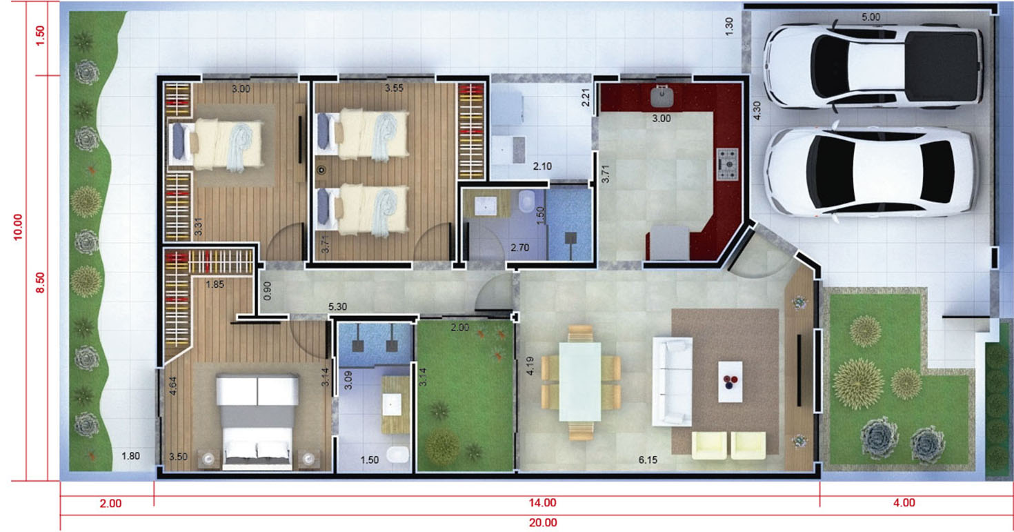 Modern ground floor house plan10x20