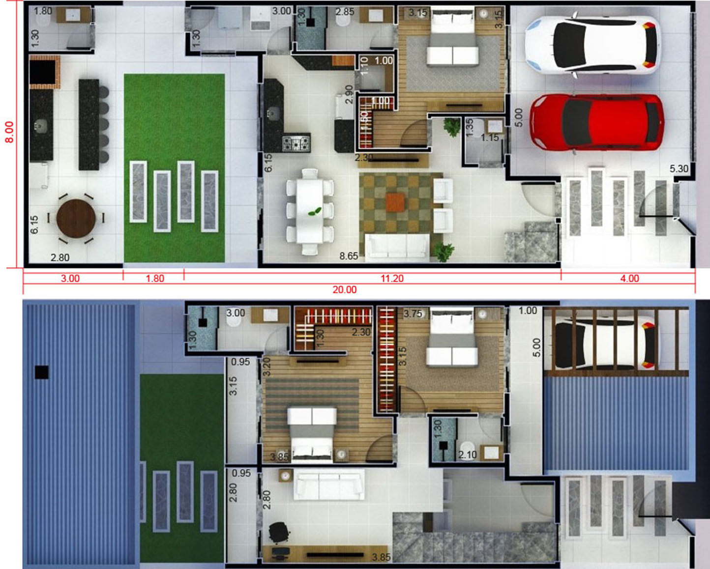 Floor plan with gourmet balcony8x20