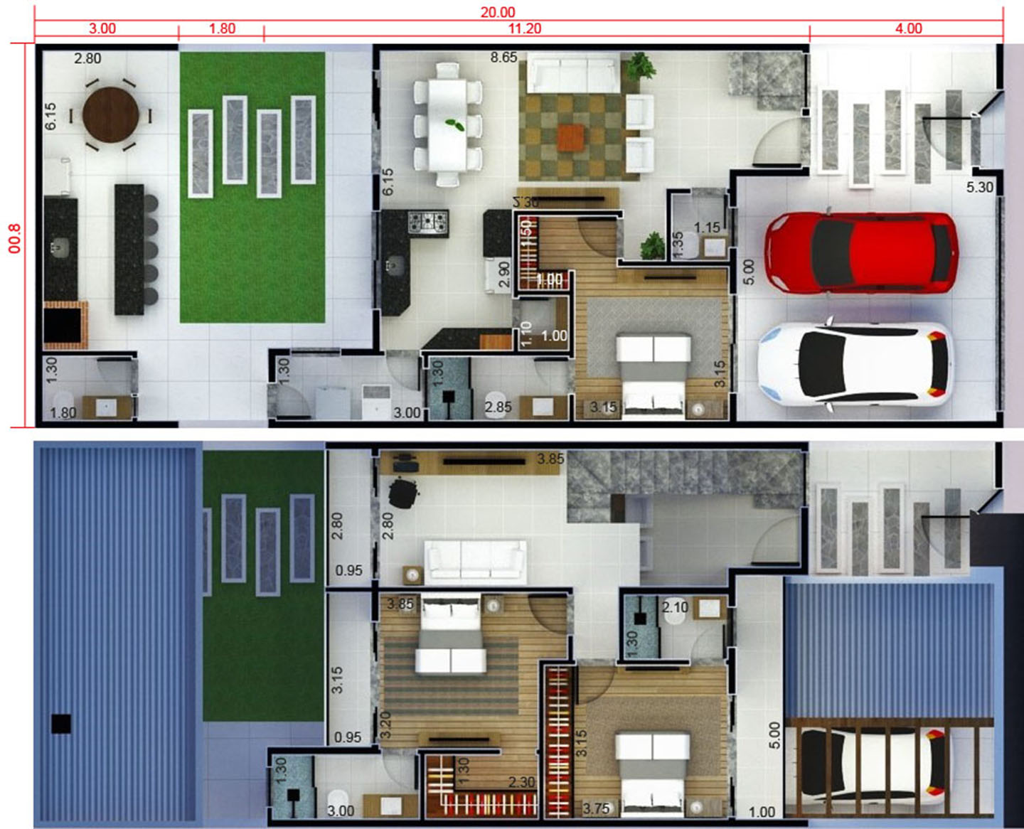 Floor plan with gourmet balcony8x20