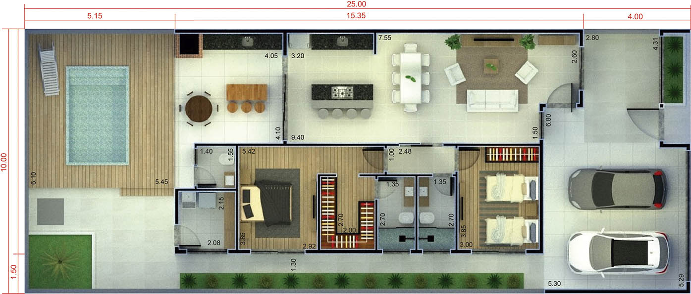 Ground floor house with 1 suite - Plans of Houses, Models and Facades of  Houses