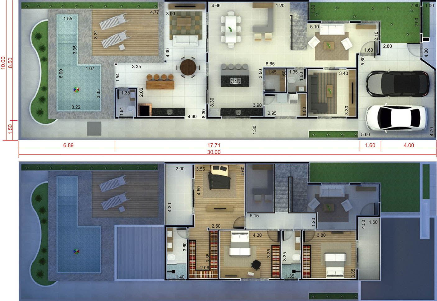 Floor plan with mezzanine in living room10x30