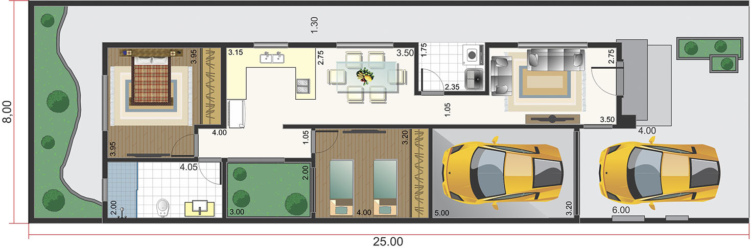 Ground floor house with 2 bedrooms - Plans of Houses, Models and Facades of  Houses