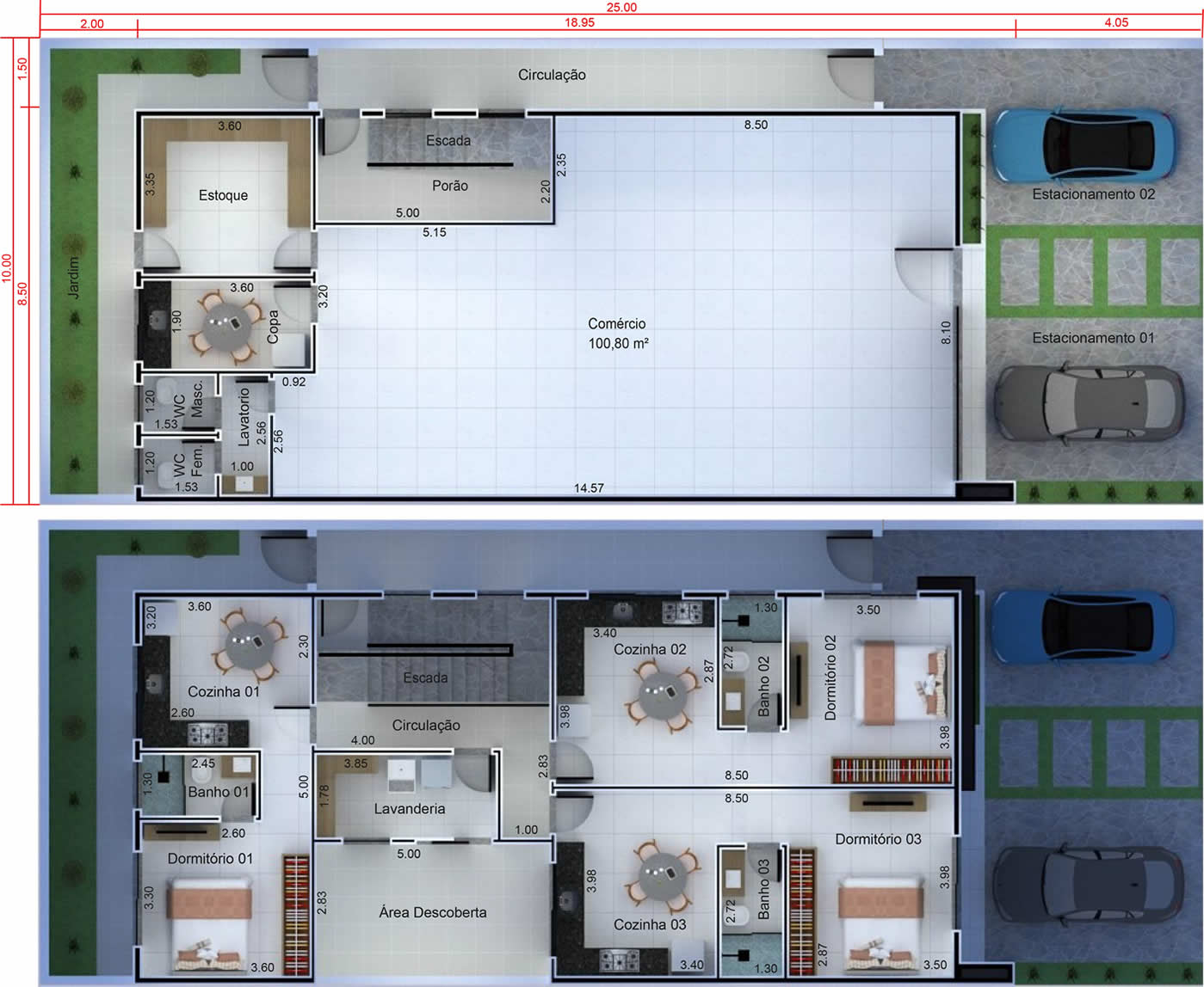 Commercial plant with store plus 3 kitnets10x25