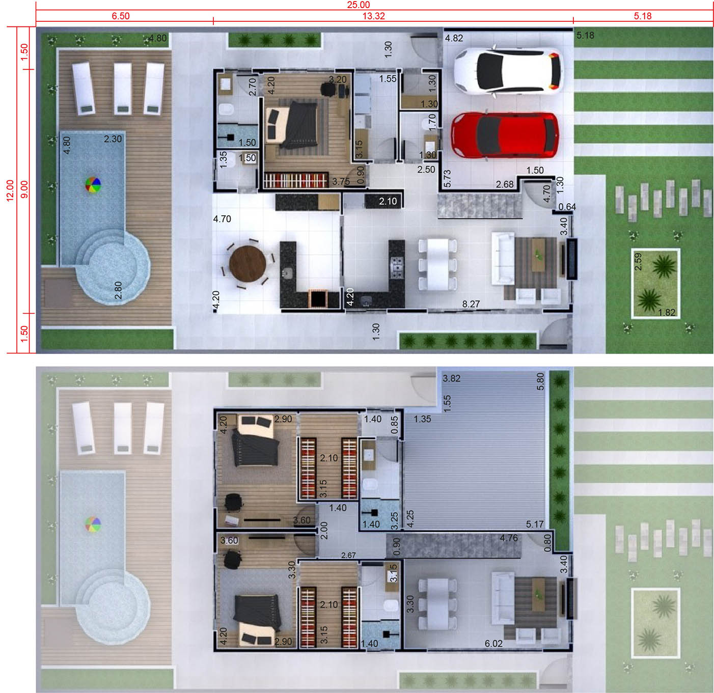 Floor plan with gourmet kitchen12x25