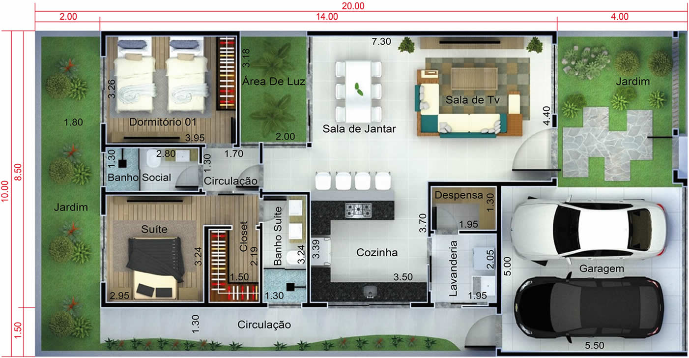 House plan with 2 bathrooms10x20