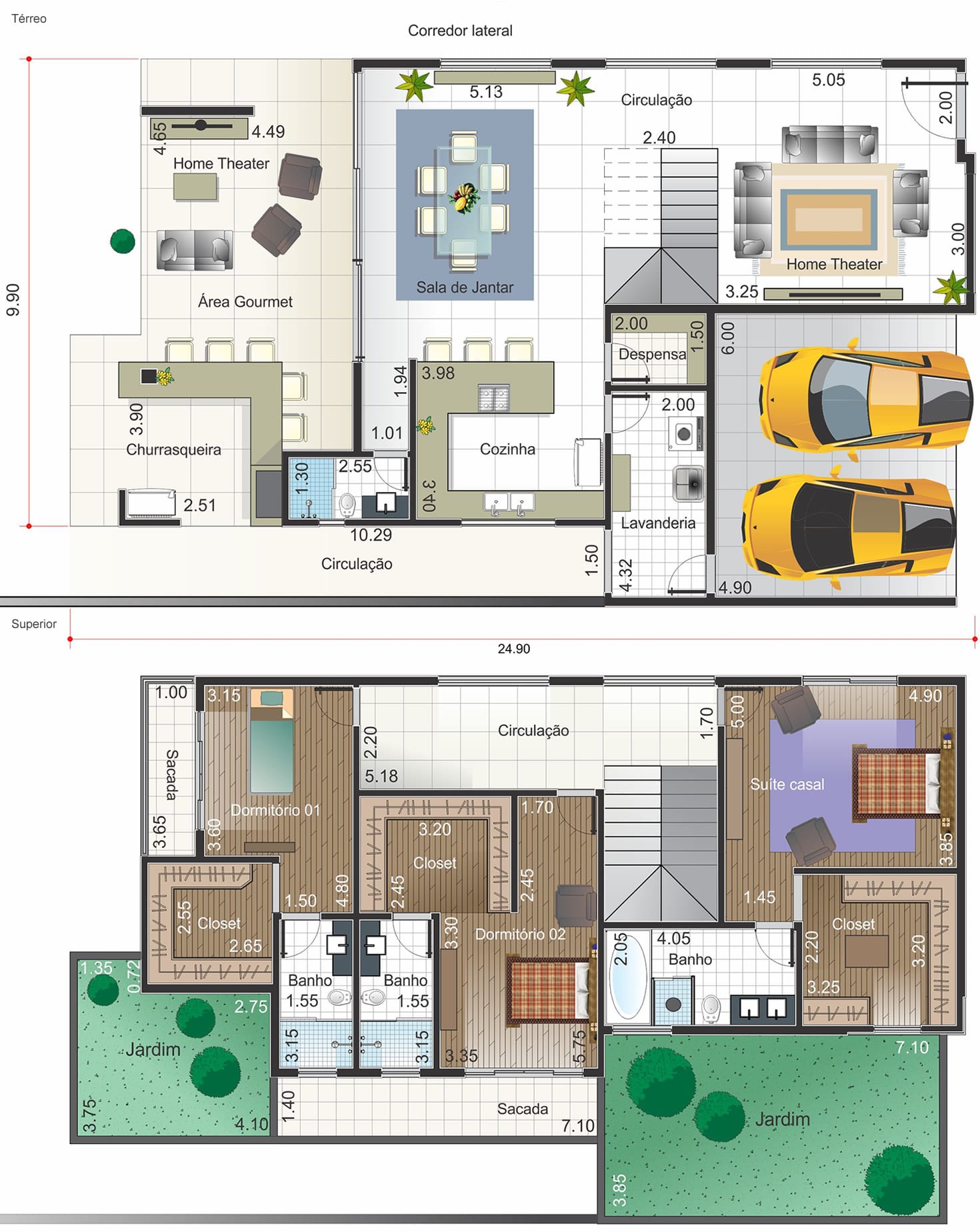 House plan in classic style13x30