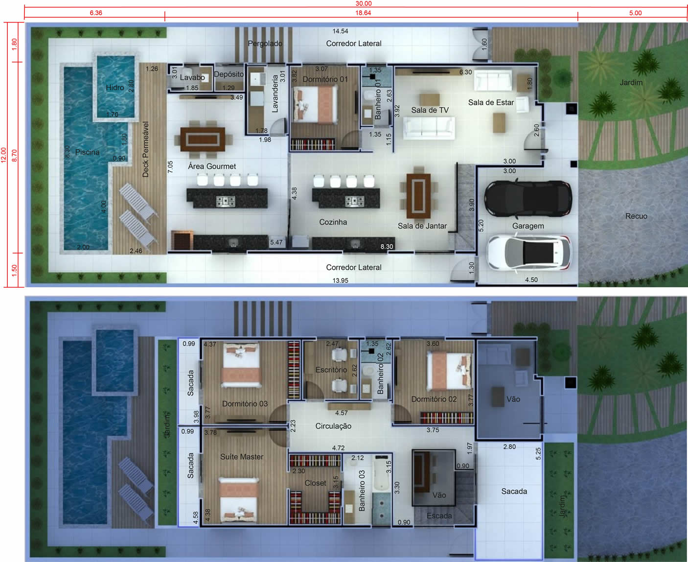 Floor plan with office above12x30