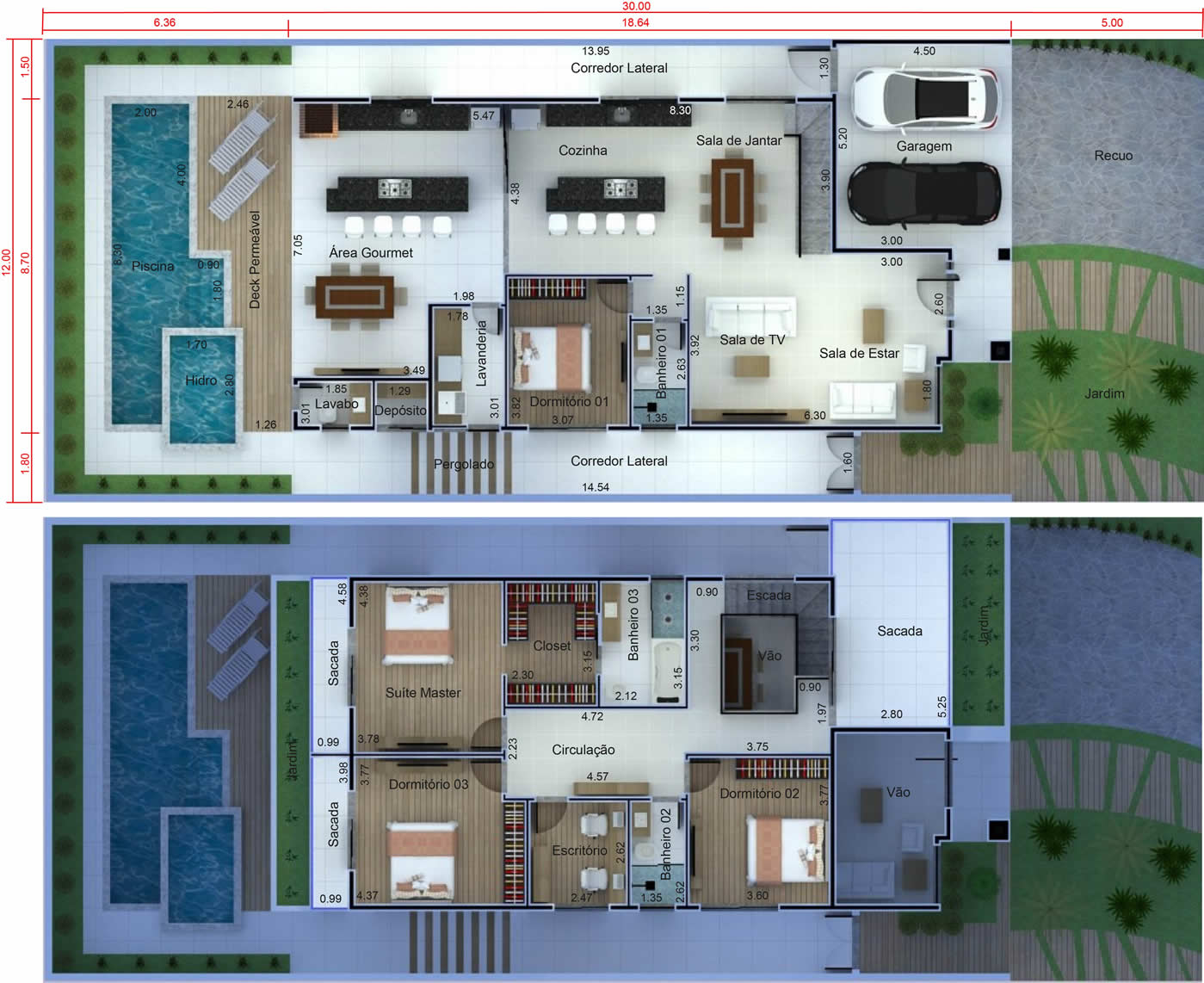 Floor plan with office above12x30