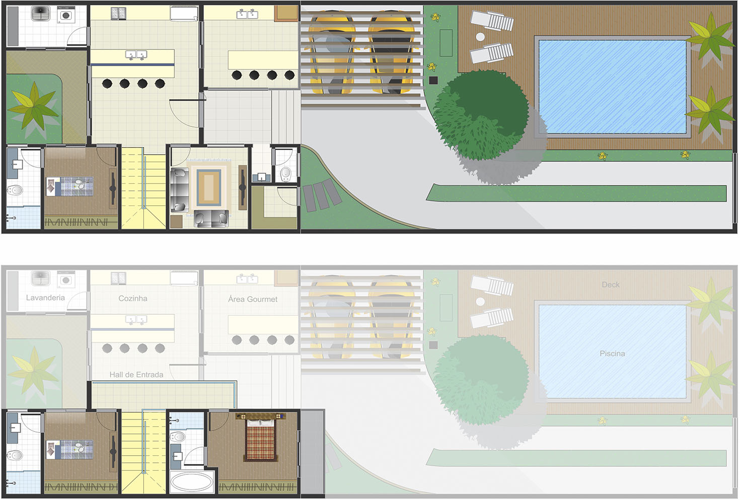 Floor plan of chalet style with 3 suites10x30