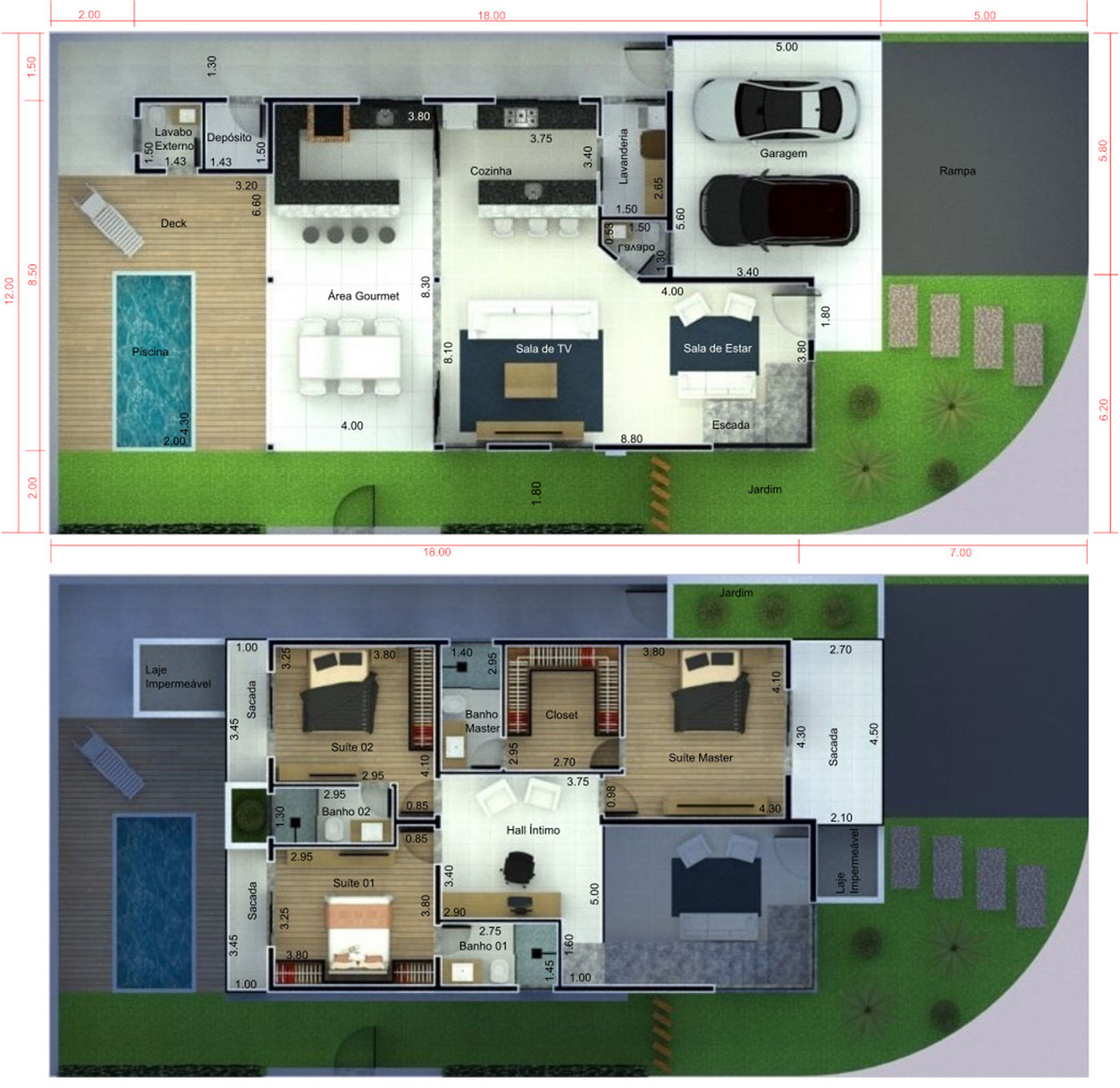 3 bedroom corner house plan12x25