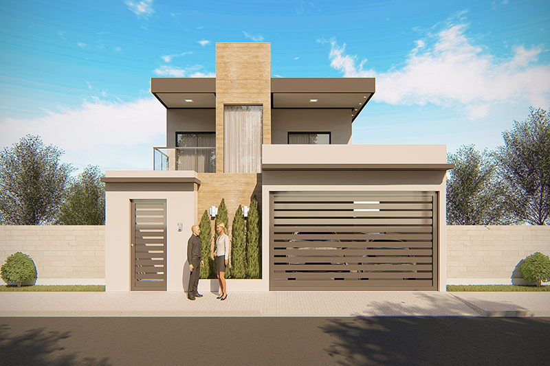 House floor plan with balcony in front