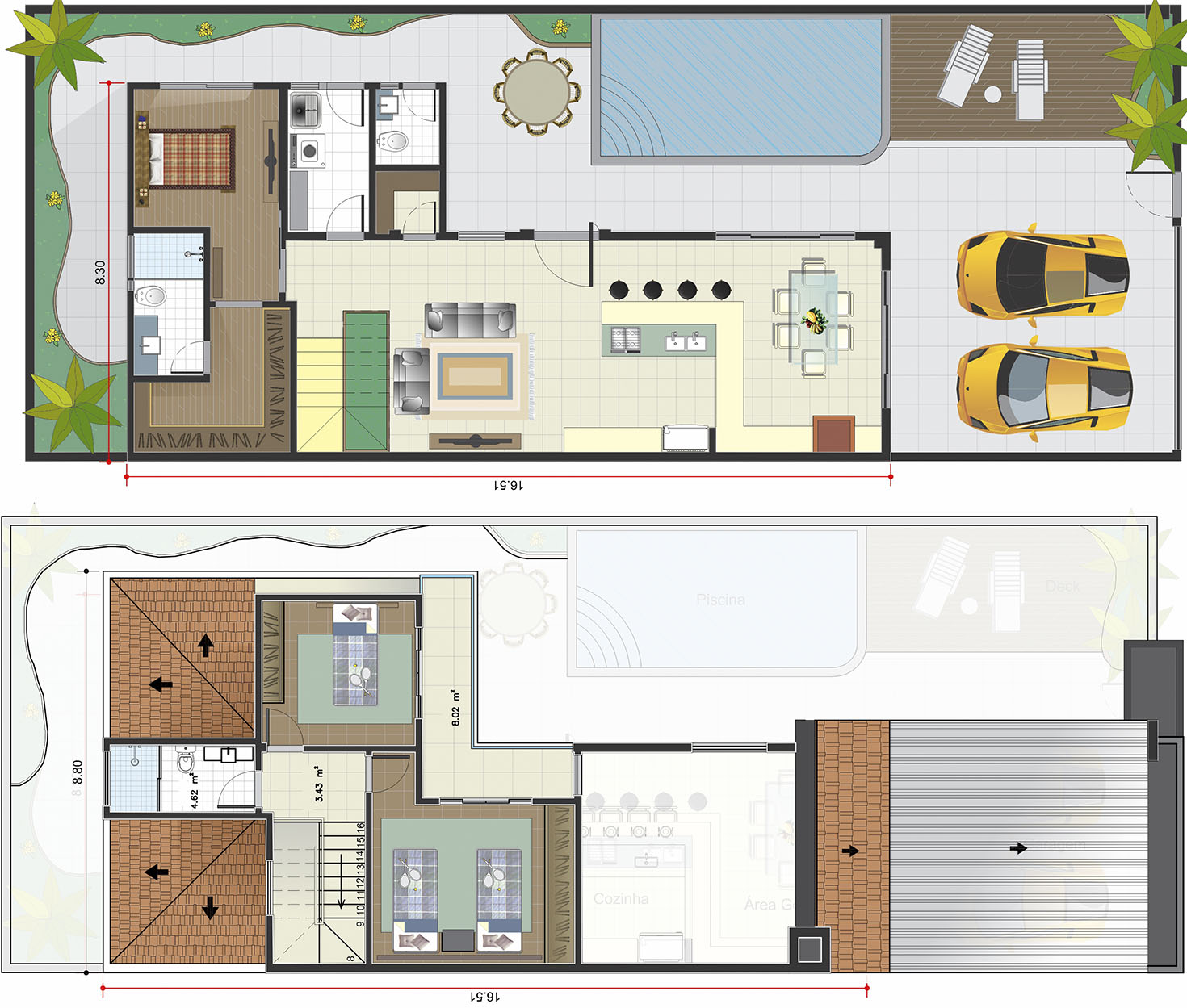 Floor plan with bedroom on the ground floor10x25