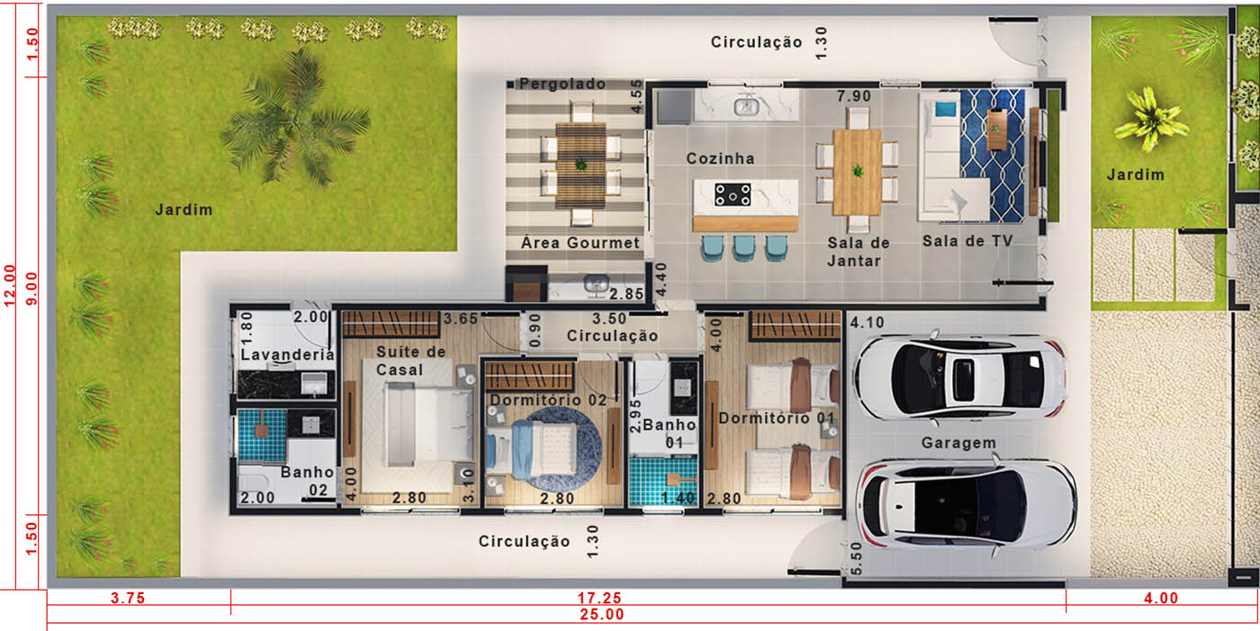 Single storey house with spacious backyard12x25