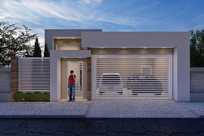 Modern house plan with gate