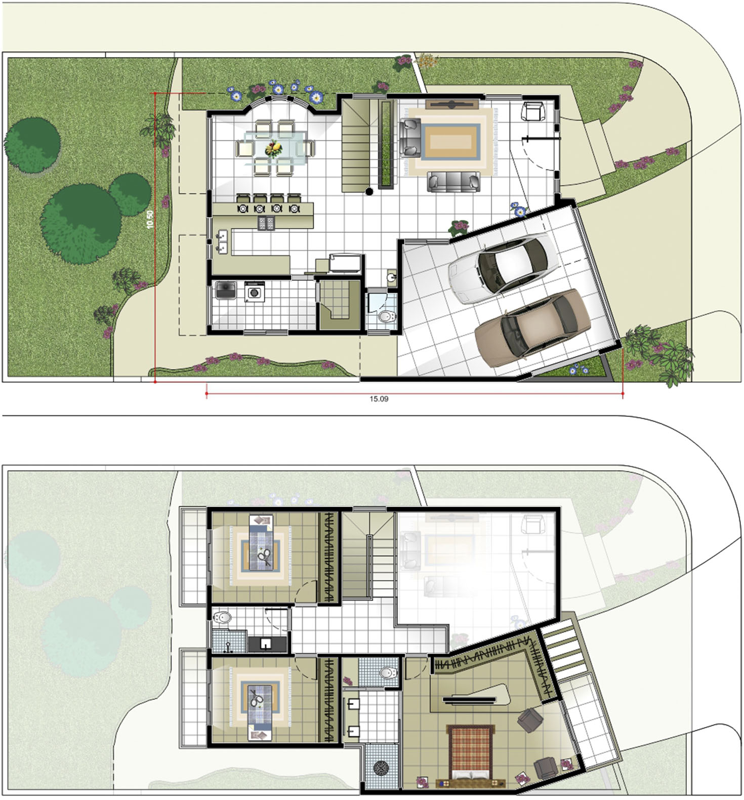 Floor plan for corner plot12x25