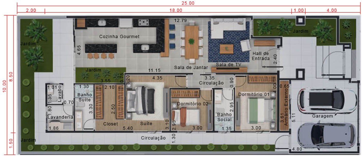 Modern and imposing house plan10x25