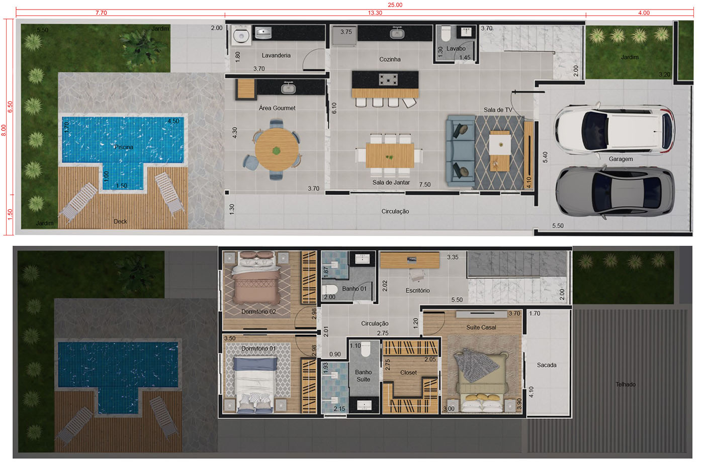 Townhouse with wood and gate8x25