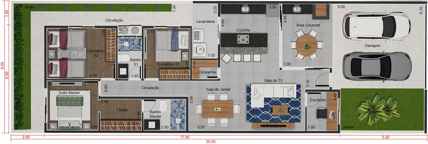 Modern ground plan with gate8x25