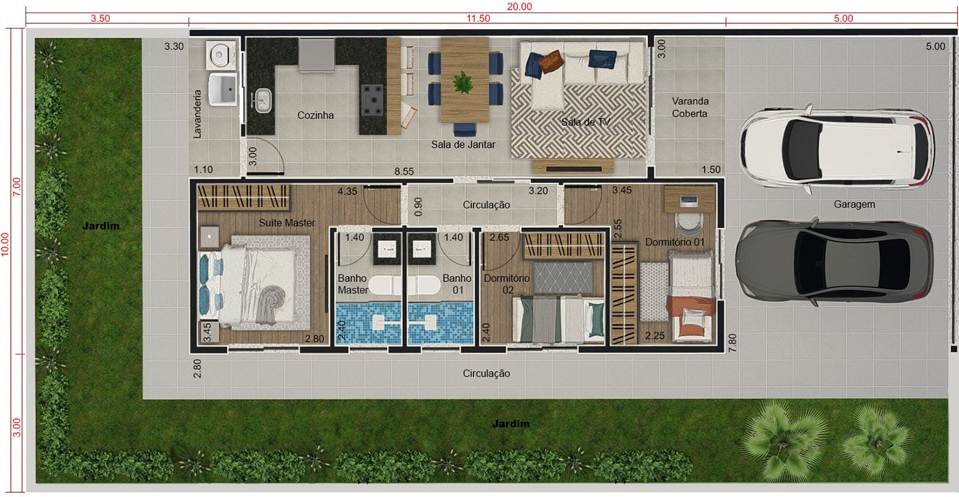 Design with pergola in the garage10x20