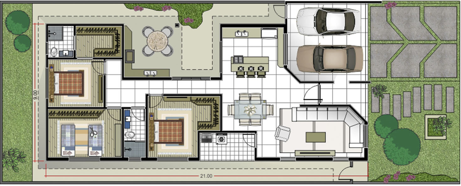 House plan with suite and closet12x30