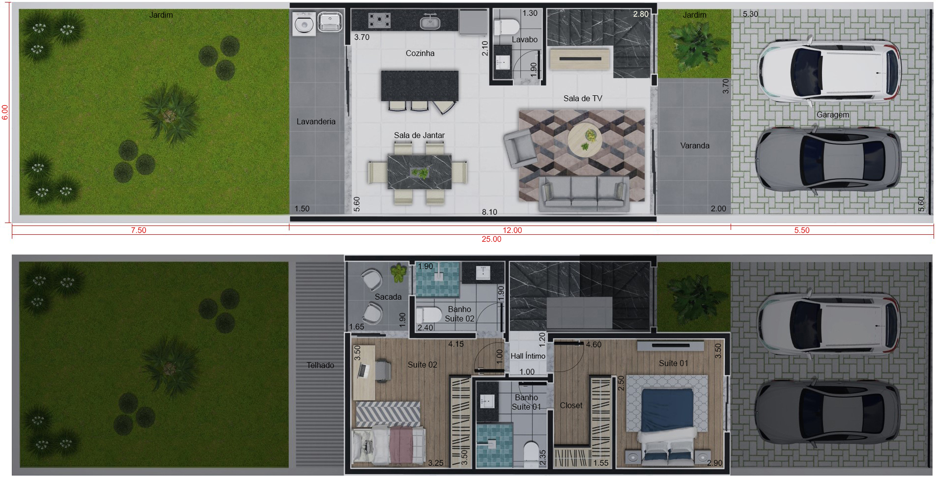 Low cost house plan6x25