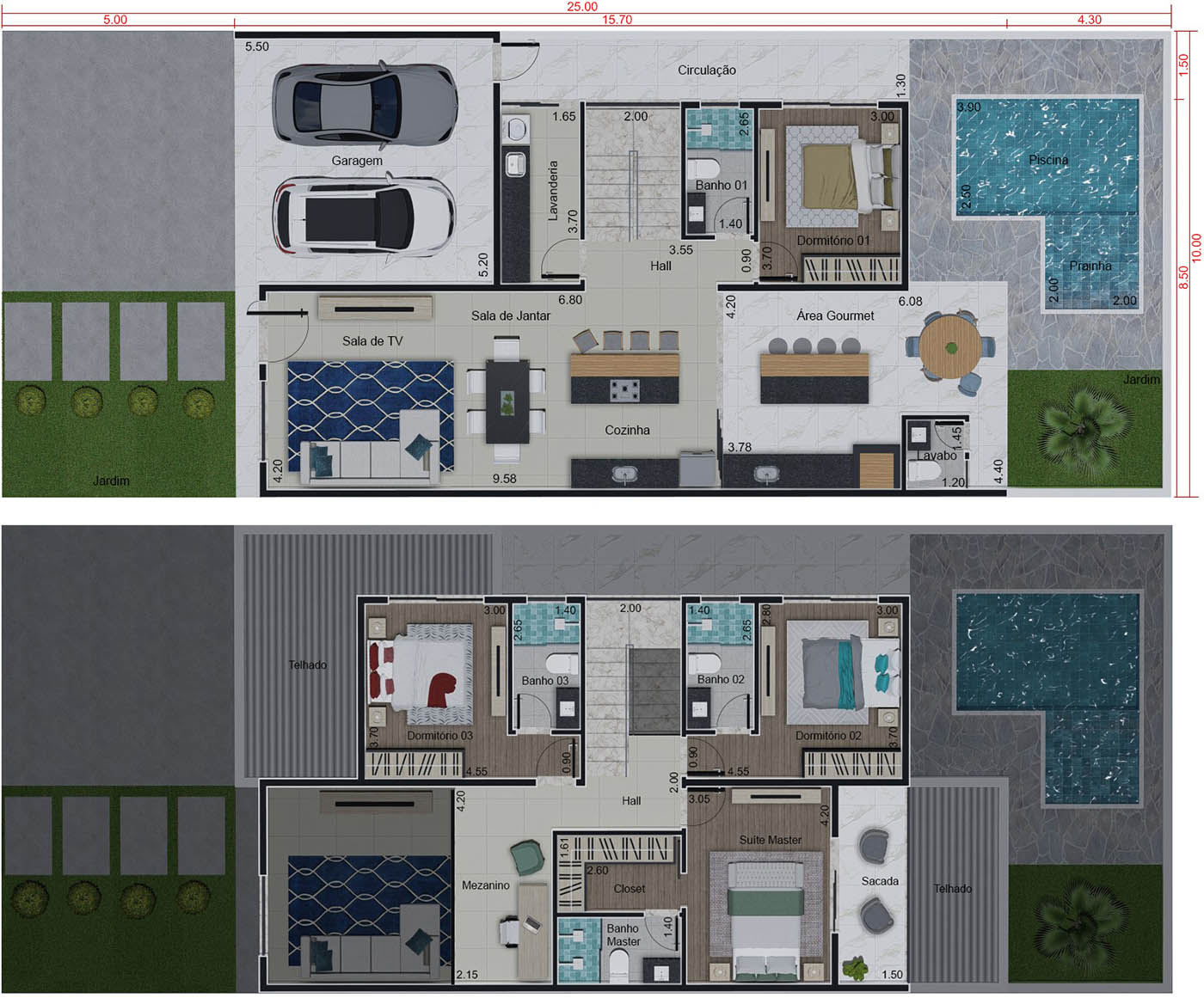 Spacious floor plan with 3 suites10x25