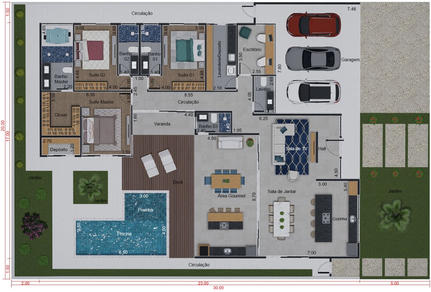 Rustic house plan with apparent roof20x30