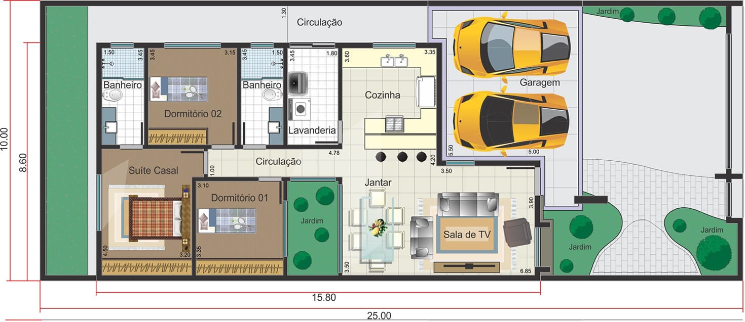 Ground floor with integrated environments10x25