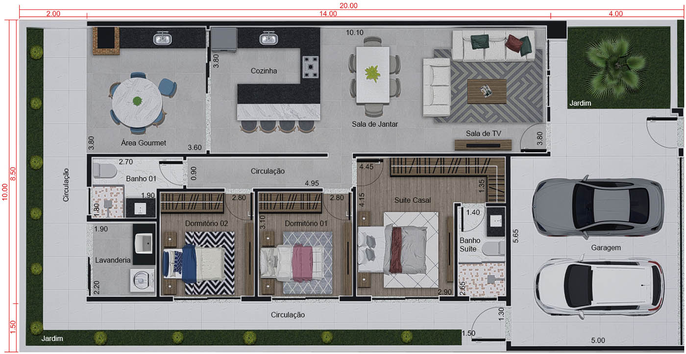 Ground floor design in dark tones10x20