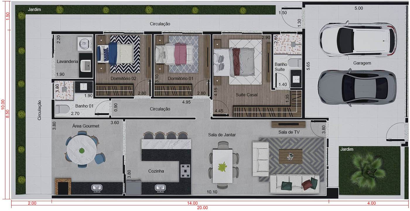 Ground floor design in dark tones10x20