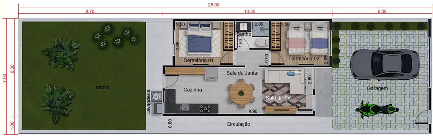 Popular house project7,00x25,00