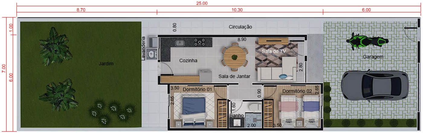 Popular house project7,00x25,00