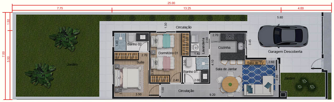 House with 67m² and suite7x25