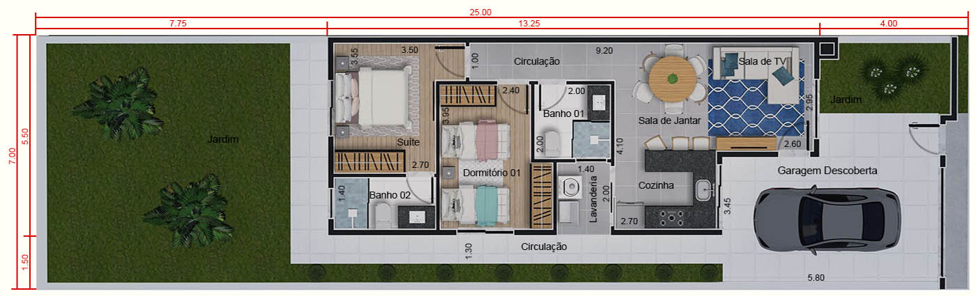 House with 67m² and suite7x25