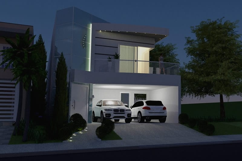House project with glass facade