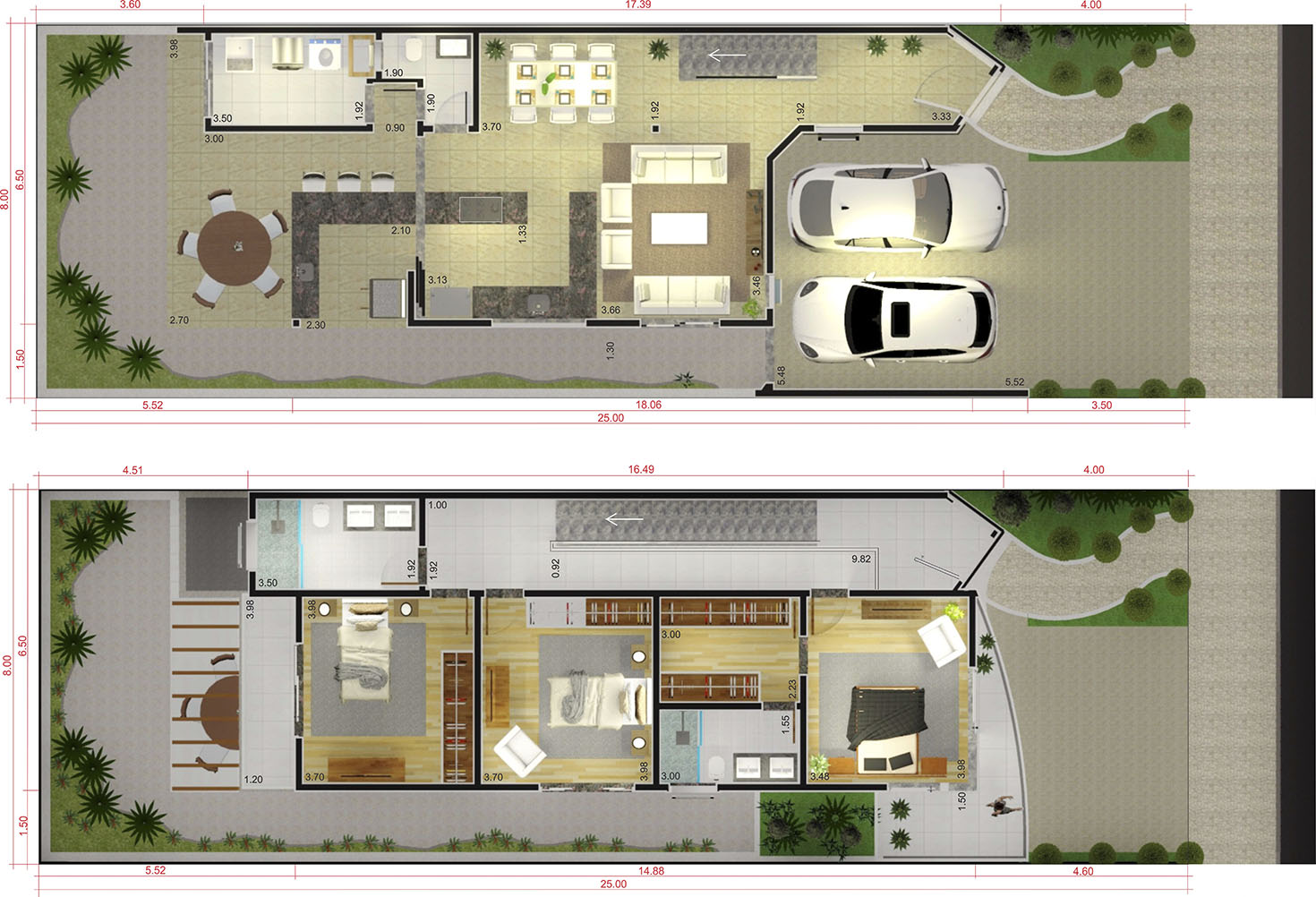 House project with glass facade8x25