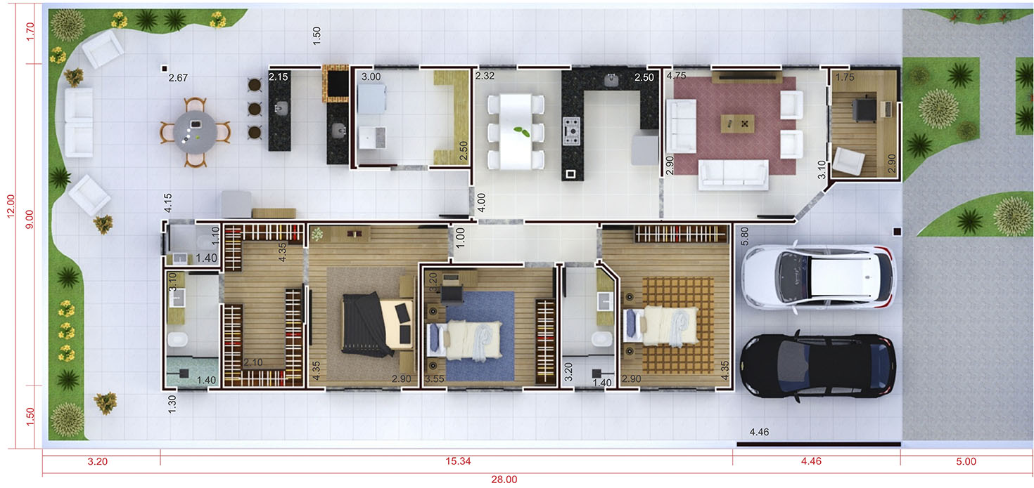 Ground floor house plan with office12x28