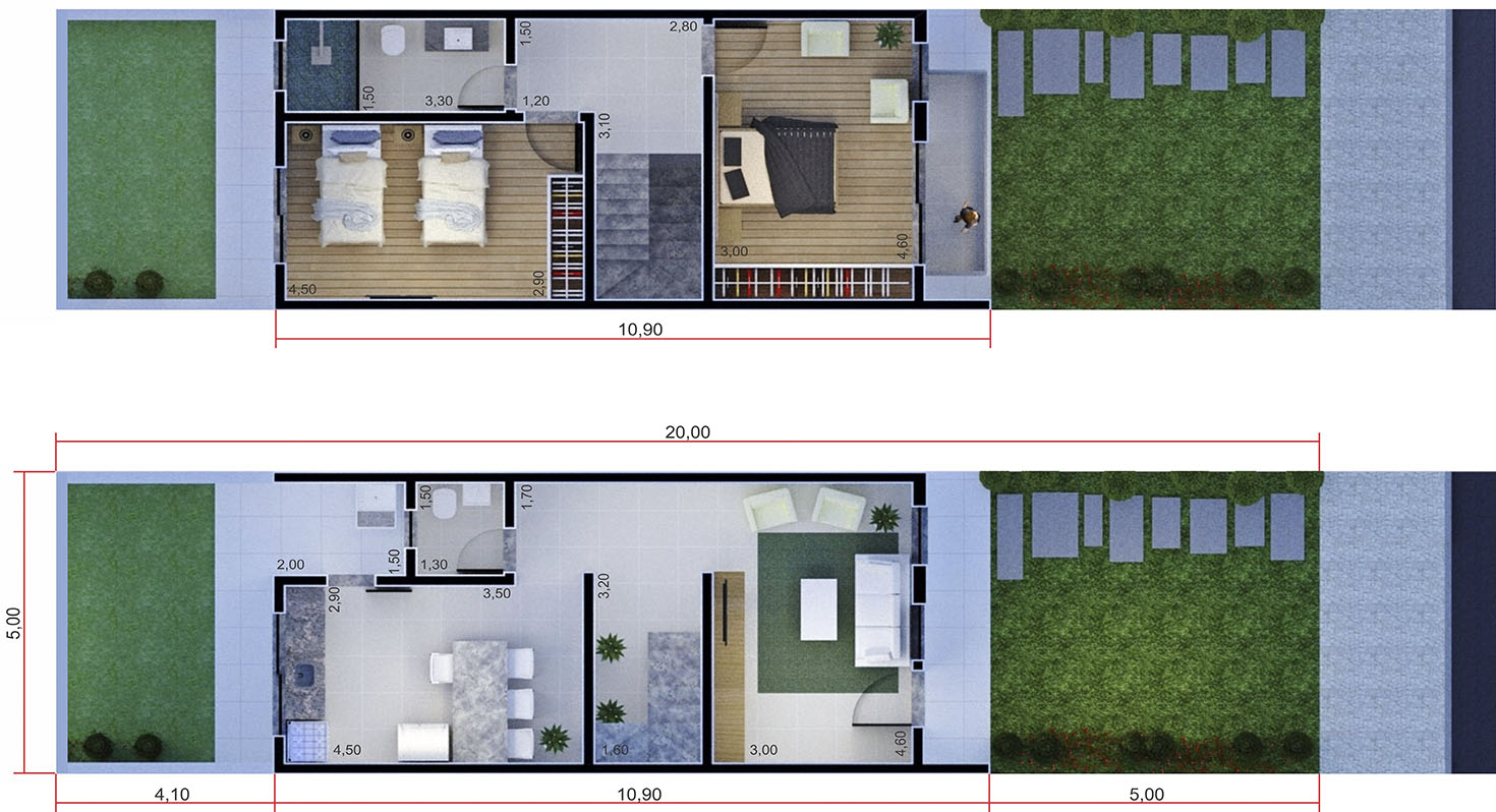 Single storey house5x20