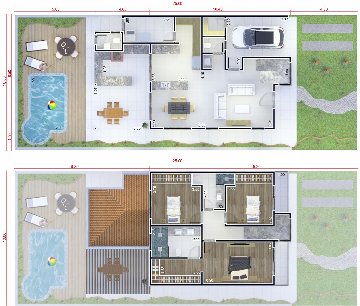 Floor plan with leisure area10x25